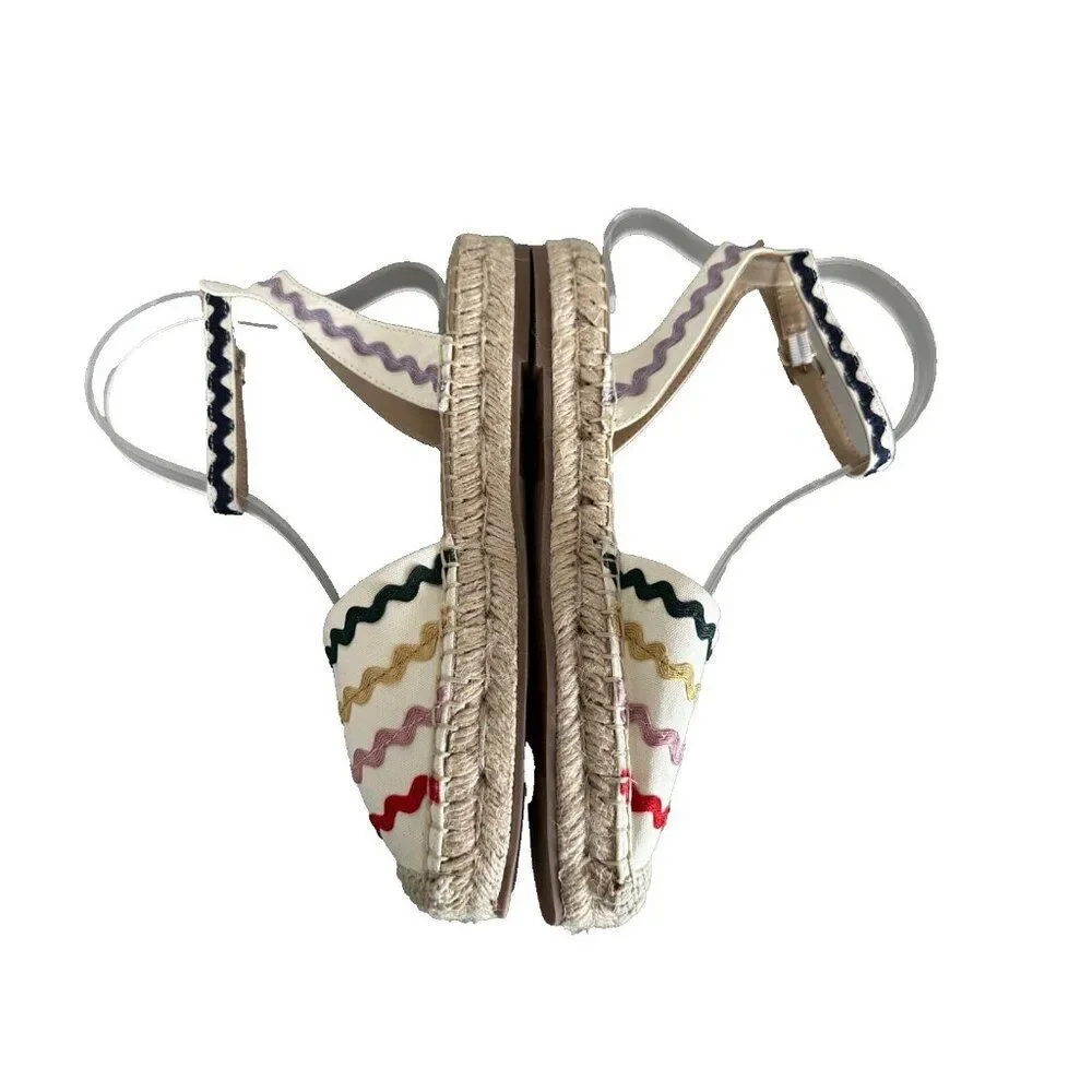 Ann Taylor Isabella Rainbow Rick Rack Linen Espadrille Flats Women's 7M
